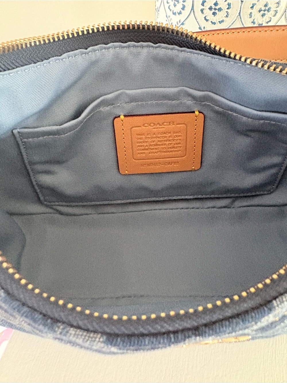 Coach Denim Signature Canvas Shoulder Bag with Cherry Charm - Picture 10 of 10